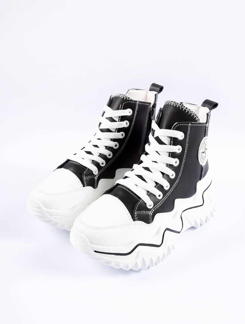 Sneakers compensées montantes à lacets